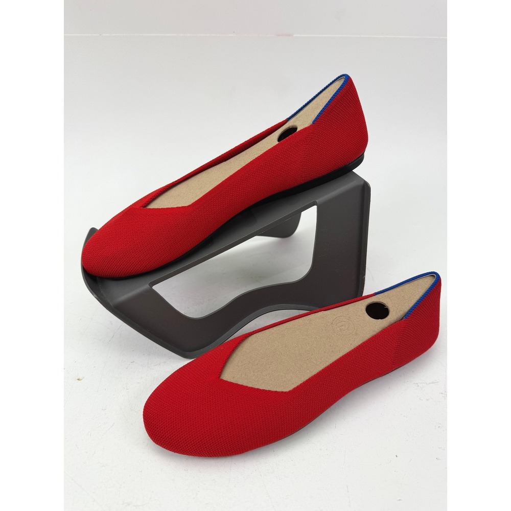 Rothys The Flat Bright Red Round Toe Knit Slip On Shoes‎ 001-284 Womens 9